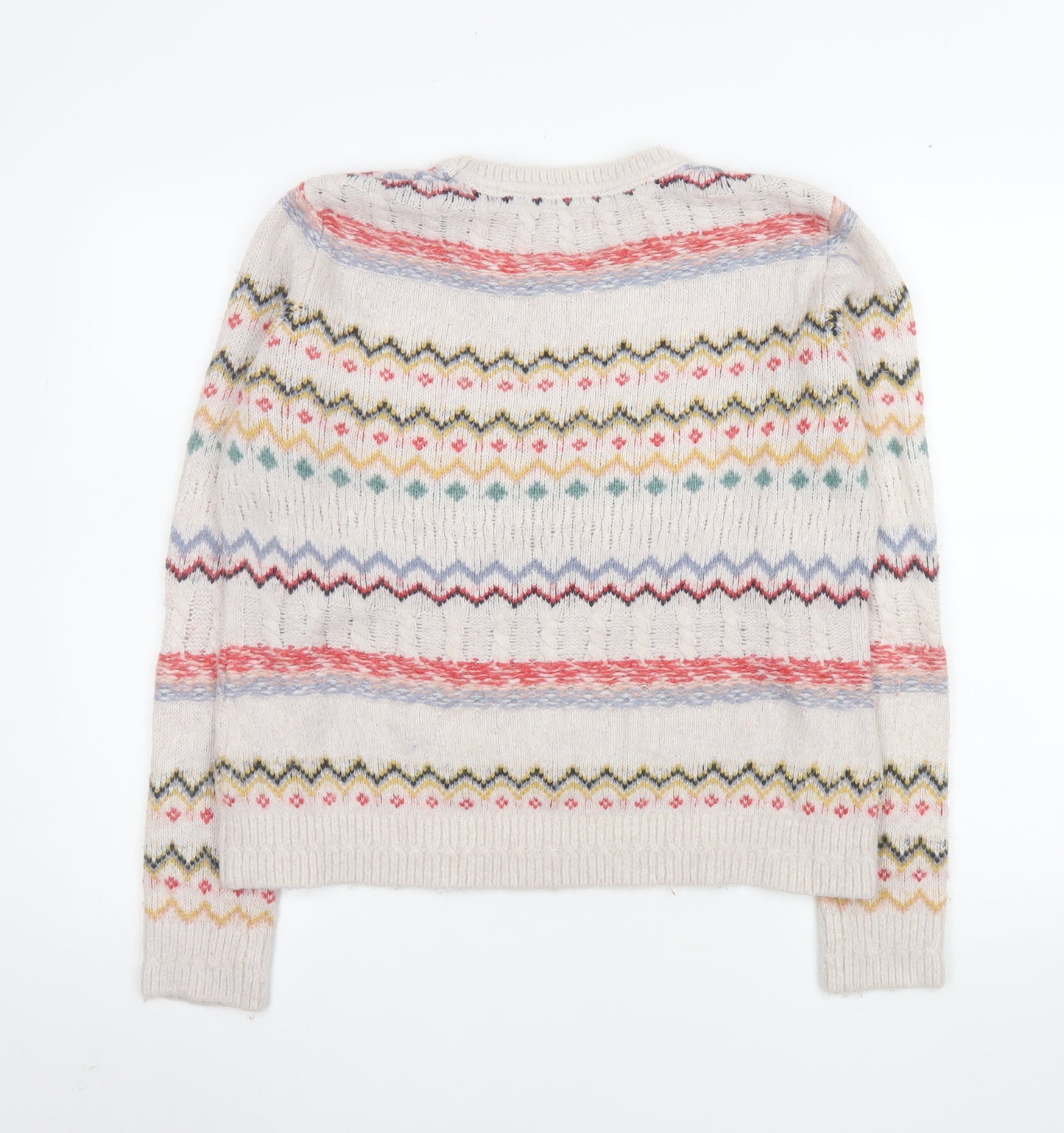 Fat Face Women's Beige Fair Isle Knit Jumper Size 10