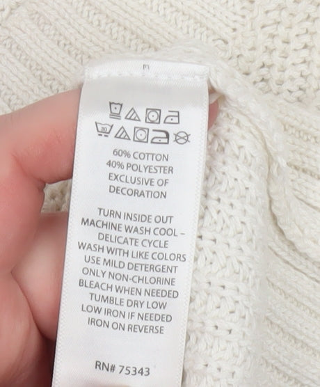 Cynthia Rowley Women Ivory Cherry Knit Pullover Jumper Size S