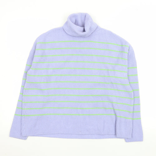 Marks and Spencer Women's Purple Roll Neck Ribbed Jumper M