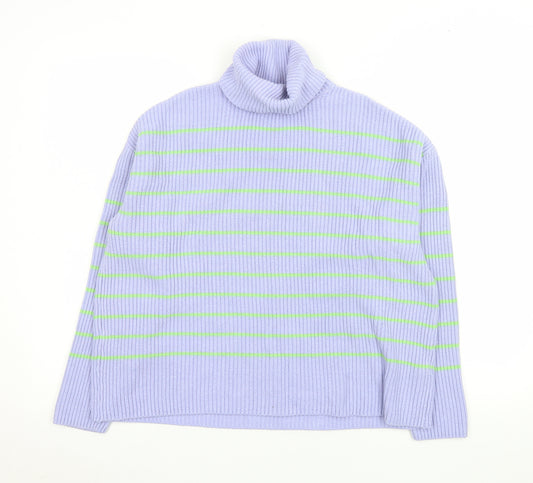 Marks and Spencer Women's Purple Roll Neck Ribbed Jumper M