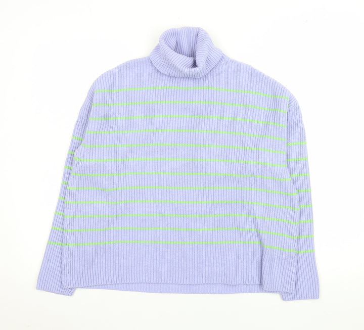Marks and Spencer Women's Purple Roll Neck Ribbed Jumper M