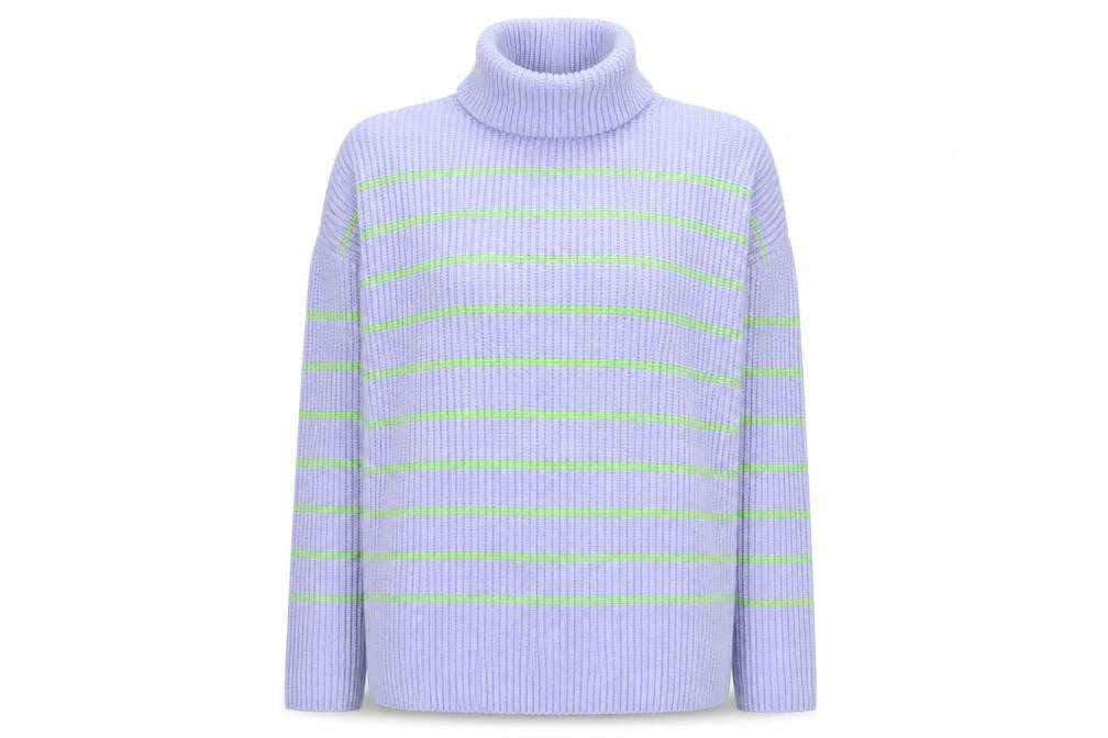 Front view of Marks & Spencer Women's Purple Roll Neck Ribbed Jumper M