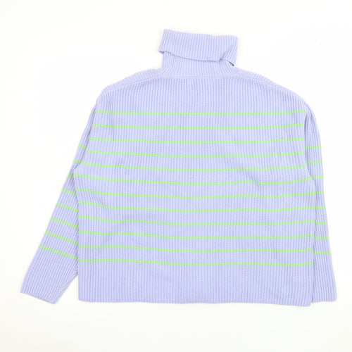 Marks and Spencer Women's Purple Roll Neck Ribbed Jumper M
