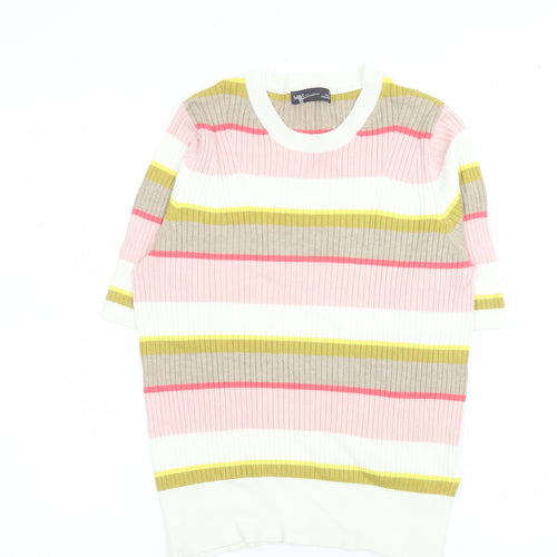 Marks and Spencer Womens Multicoloured Striped Short Sleeve Knit T-Shirt Size 12