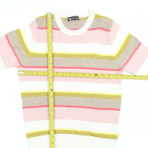 Marks and Spencer Womens Multicoloured Striped Short Sleeve Knit T-Shirt Size 12