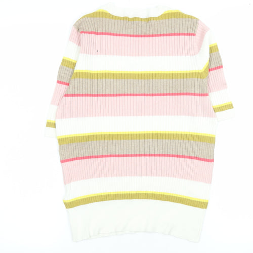 Marks and Spencer Womens Multicoloured Striped Short Sleeve Knit T-Shirt Size 12
