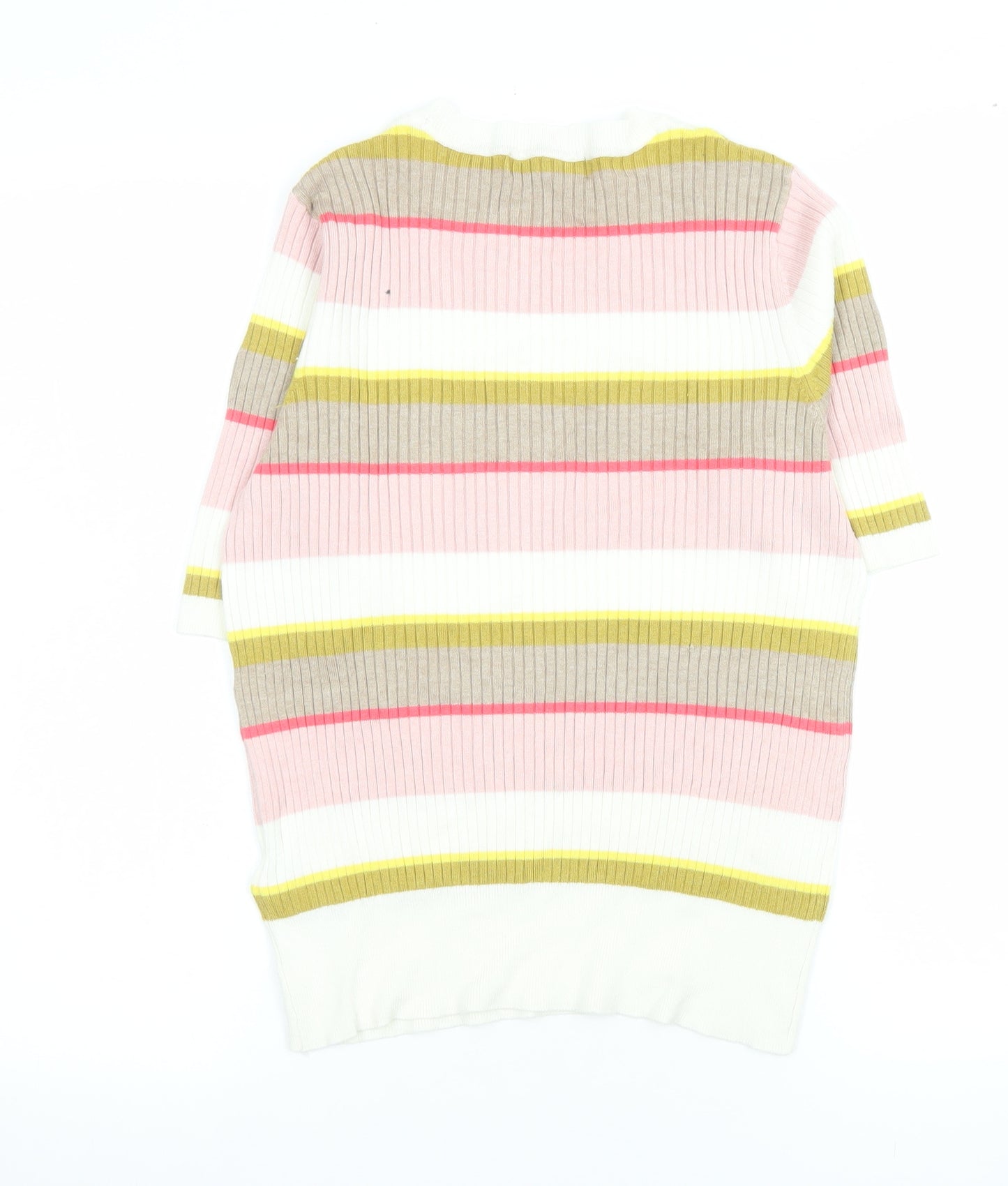 Marks and Spencer Womens Multicoloured Striped Short Sleeve Knit T-Shirt Size 12