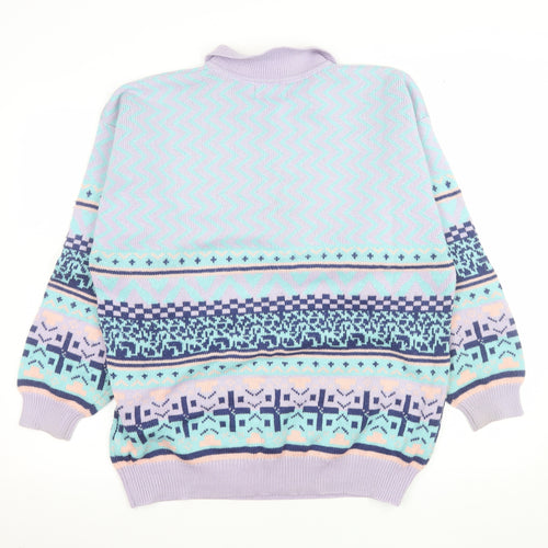 Dash Women’s Multicoloured Retro Collared Henley Knit Jumper Size S