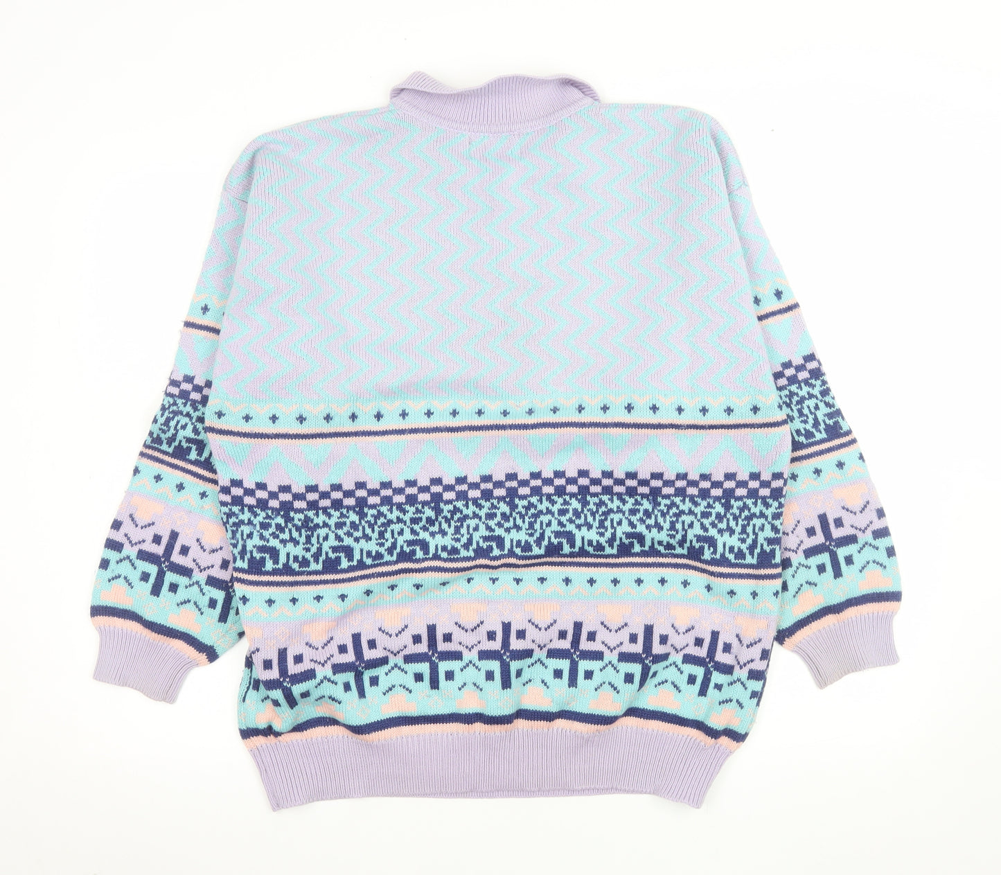 Dash Women’s Multicoloured Retro Collared Henley Knit Jumper Size S