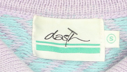 Dash Women’s Multicoloured Retro Collared Henley Knit Jumper Size S