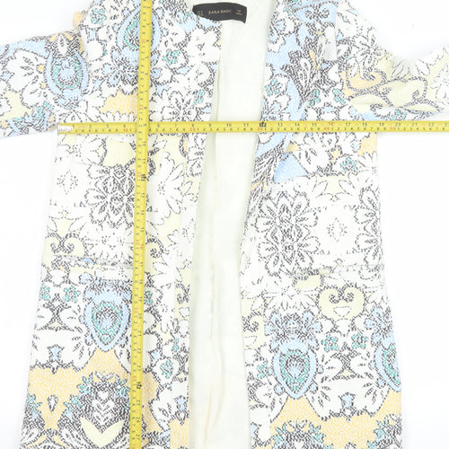 Zara Basic Womens Multicoloured Medium Long Blazer Jacket Cotton Blend