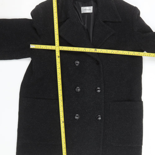 Astraka Men's Black Wool Pea Coat Size M Classic Winter Jacket