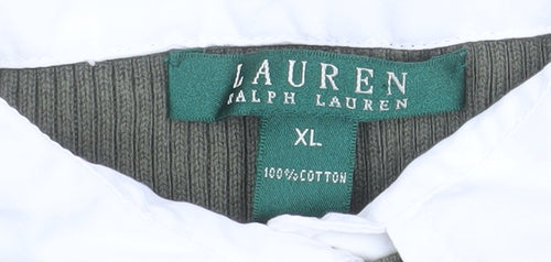 Ralph Lauren Women's Green Collared Button-Up Long Sleeve Top XL