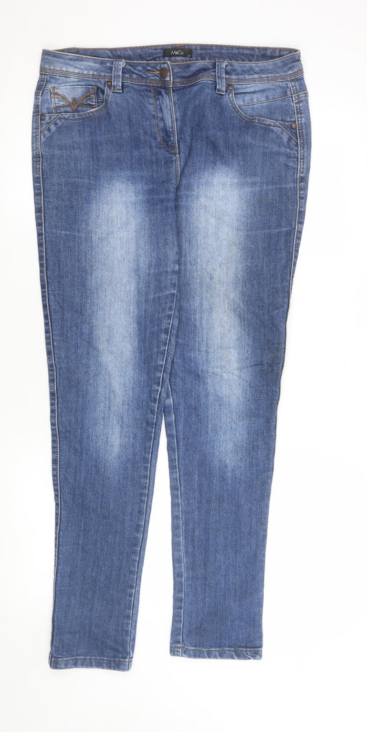M&Co Womens Blue Size 12 Skinny Stretch Denim Jeans
