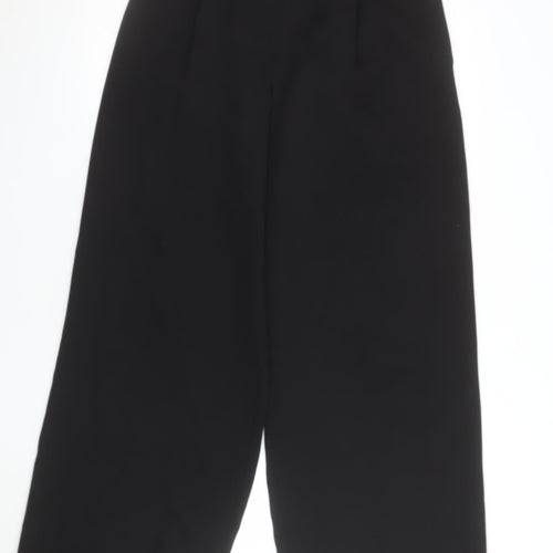 Lipsy Women Black High Waist Wide Leg Cropped Trousers Size 10
