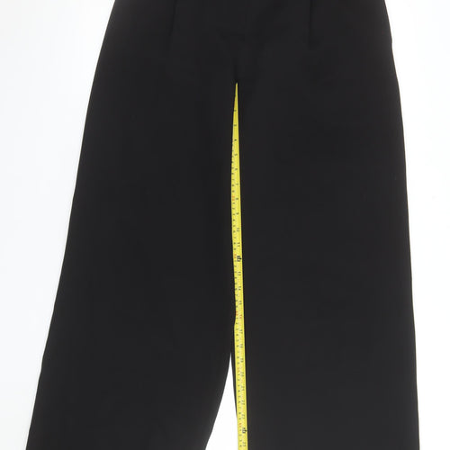Lipsy Women Black High Waist Wide Leg Cropped Trousers Size 10