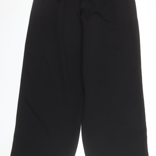 Lipsy Women Black High Waist Wide Leg Cropped Trousers Size 10
