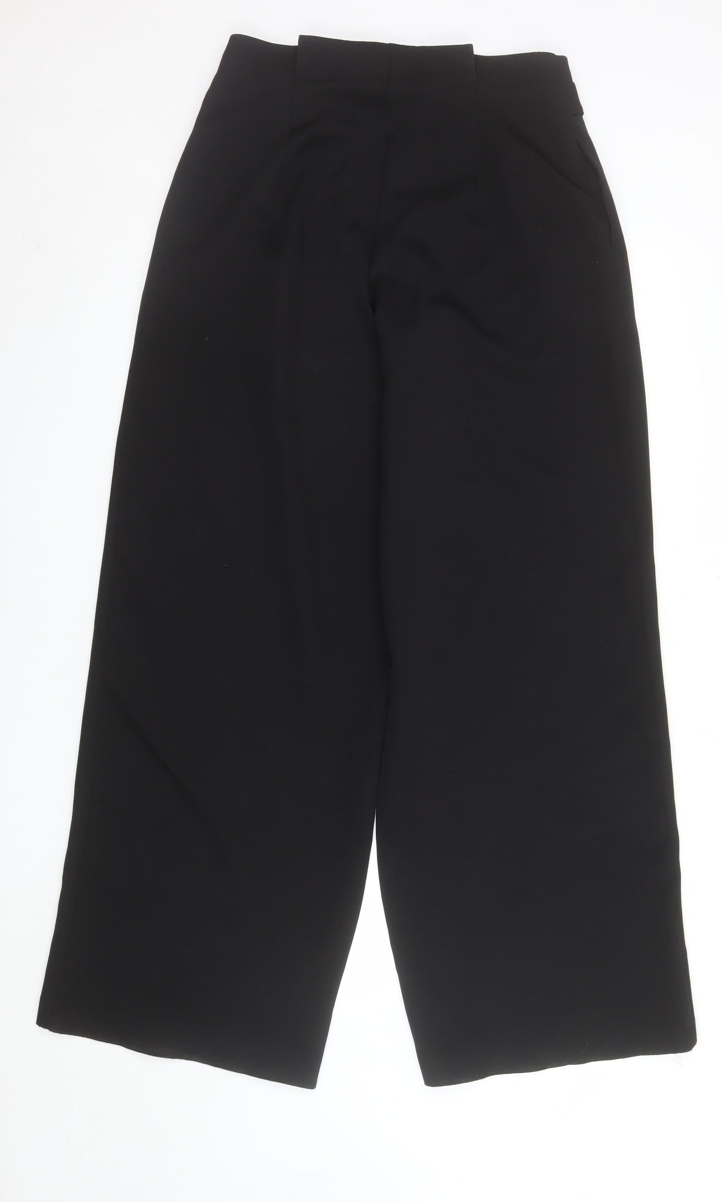 Lipsy Women Black High Waist Wide Leg Cropped Trousers Size 10