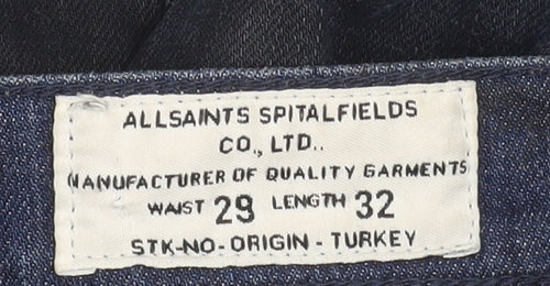 AllSaints Women Blue Skinny Jeans Size 29 x 32 Slim Fit Denim