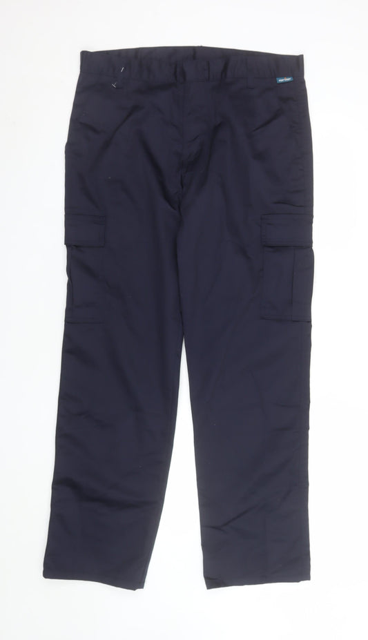 Portwest Men's Navy Cargo Work Trousers 34W 31L Polyester Cotton