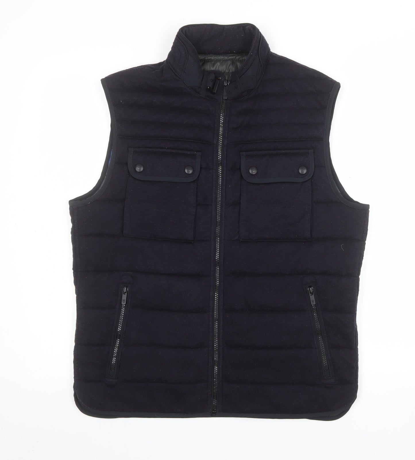 Massimo Dutti Men's Black Wool Blend Padded Waistcoat Size M