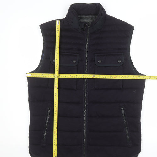 Massimo Dutti Men's Black Wool Blend Padded Waistcoat Size M