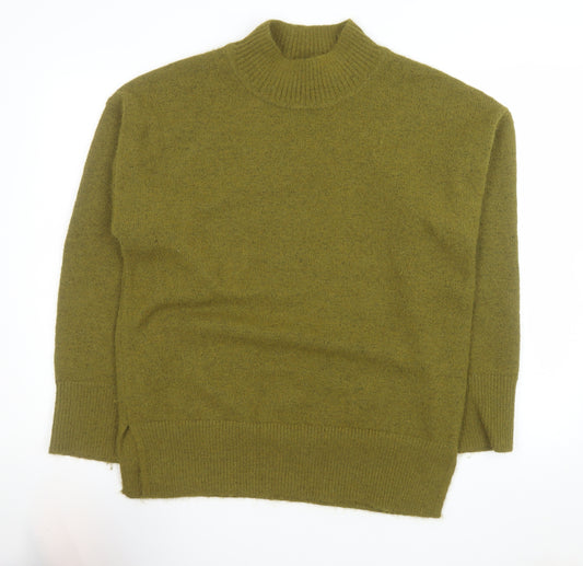 Marks and Spencer Men's Green Wool Mock Neck Jumper Size M