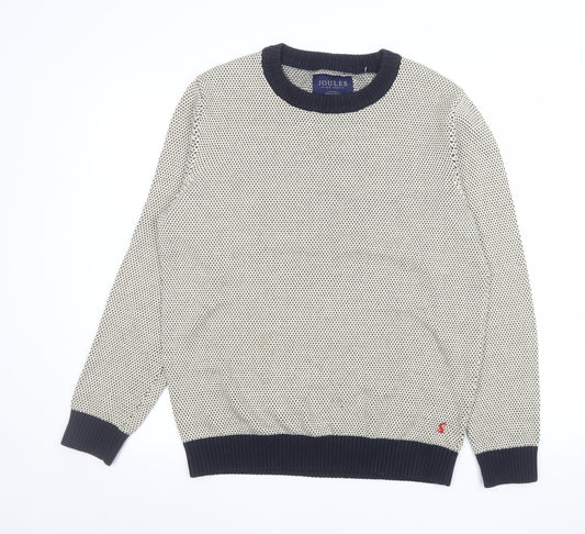 Joules Men’s Beige Cotton Crew Neck Jumper Size M Classic Knit