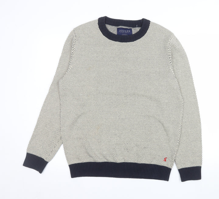 Joules Men’s Beige Cotton Crew Neck Jumper Size M Classic Knit