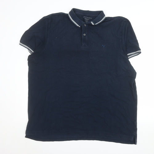 American Eagle Men’s Blue 2XL Cotton Polo Shirt Regular Fit