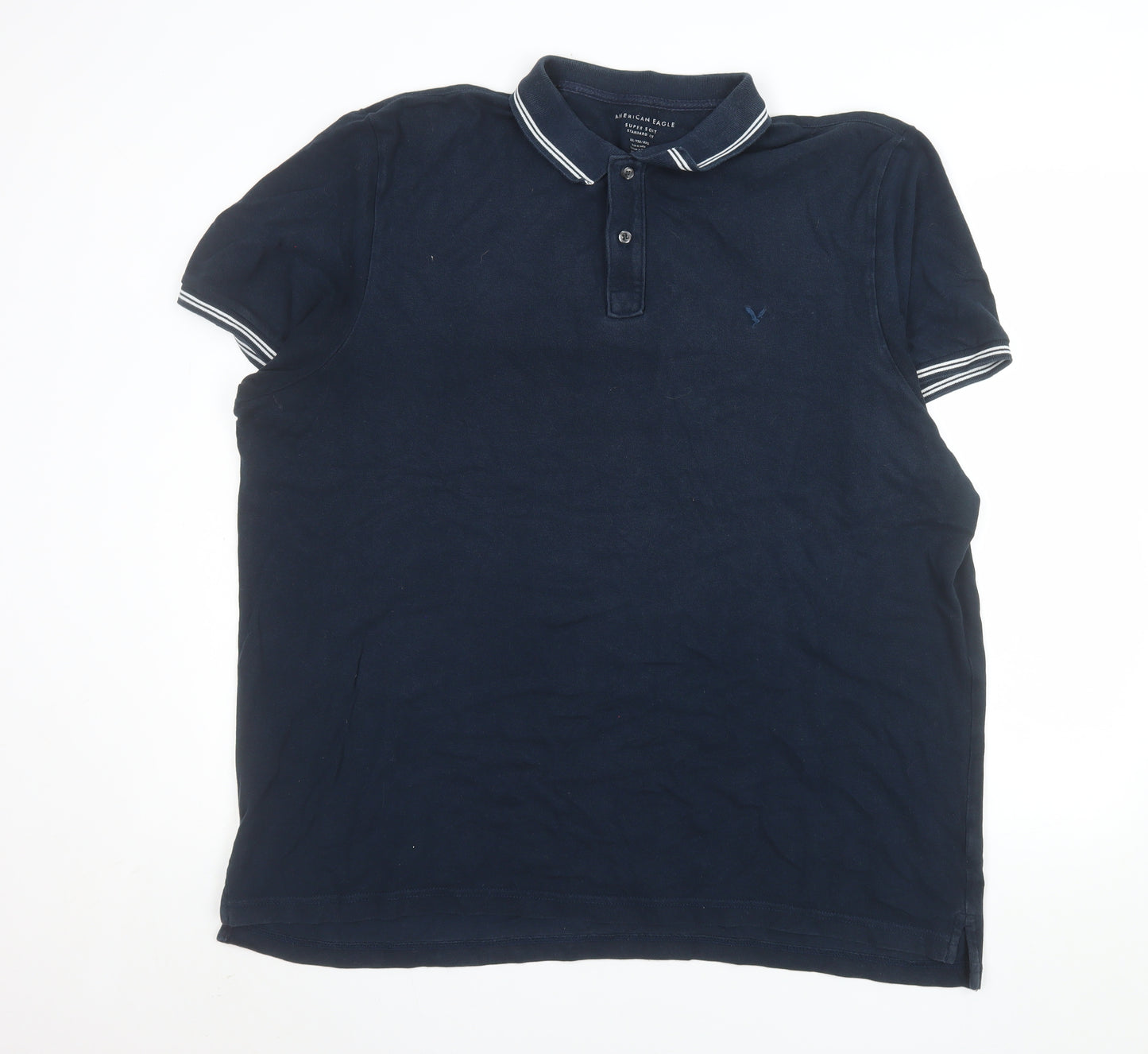 American Eagle Men’s Blue 2XL Cotton Polo Shirt Regular Fit
