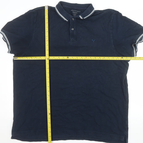 American Eagle Men’s Blue 2XL Cotton Polo Shirt Regular Fit
