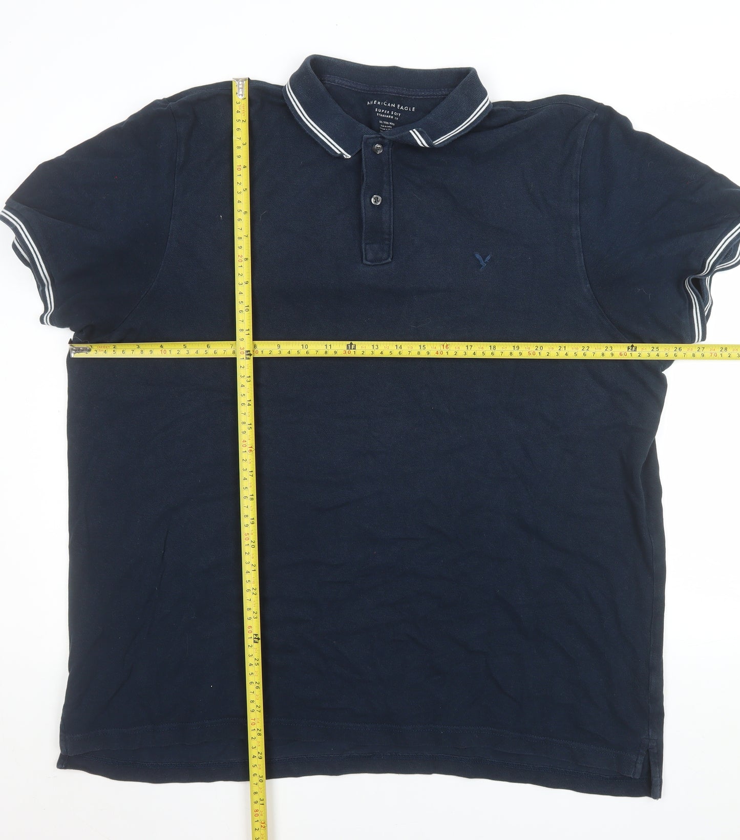American Eagle Men’s Blue 2XL Cotton Polo Shirt Regular Fit