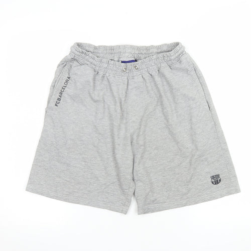 FC Barcelona Men's Grey Athletic Shorts M Regular Fit Elastic Waist