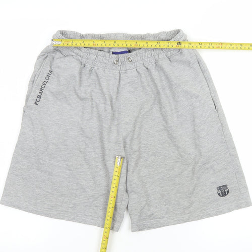 FC Barcelona Men's Grey Athletic Shorts M Regular Fit Elastic Waist