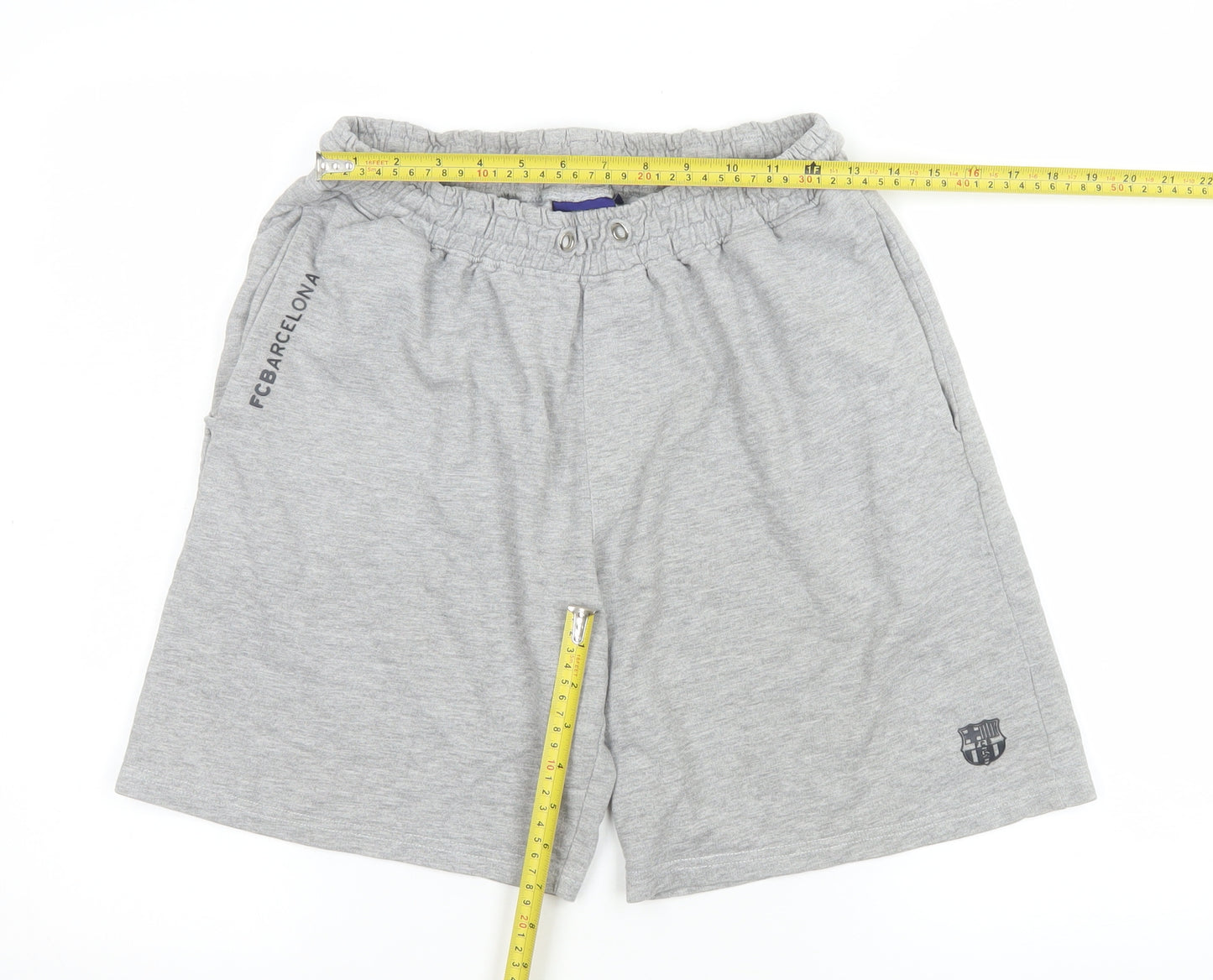 FC Barcelona Men's Grey Athletic Shorts M Regular Fit Elastic Waist