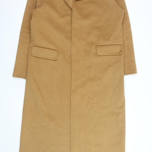 Topshop Women Beige Wool Blend Long Overcoat Size 12