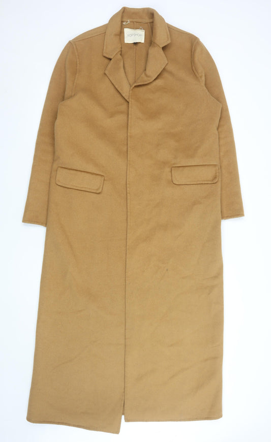 Topshop Women Beige Wool Blend Long Overcoat Size 12