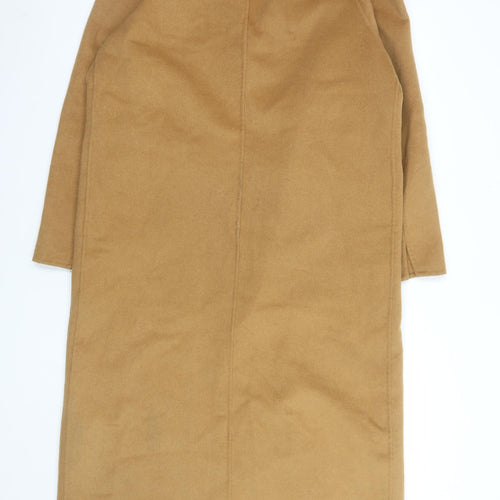 Topshop Women Beige Wool Blend Long Overcoat Size 12