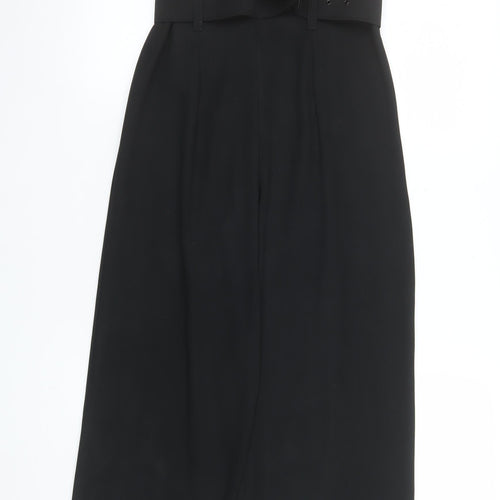 Karida Women Black Beige Jumpsuit Size 10 Belted Sleeveless Wide-Leg