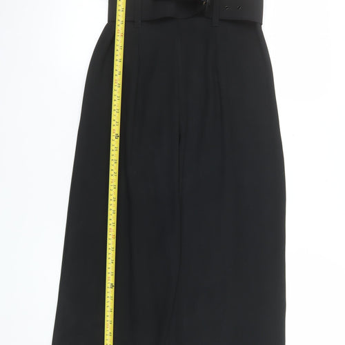 Karida Women Black Beige Jumpsuit Size 10 Belted Sleeveless Wide-Leg