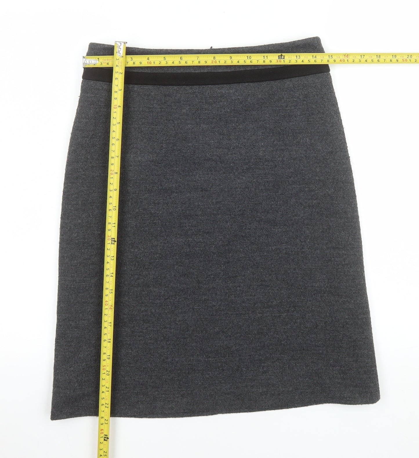 Marks and Spencer Womens Grey Pencil Skirt Size 10 Acrylic Blend