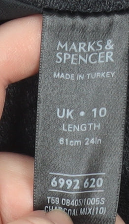 Marks and Spencer Womens Grey Pencil Skirt Size 10 Acrylic Blend