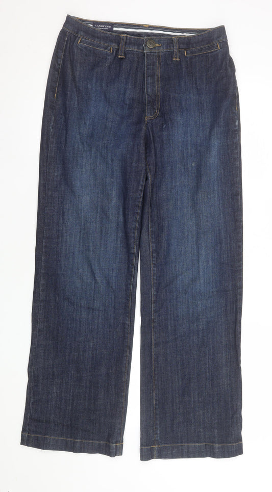 Lands' End Women Blue Size 6P Classic Wide-Leg Denim Jeans