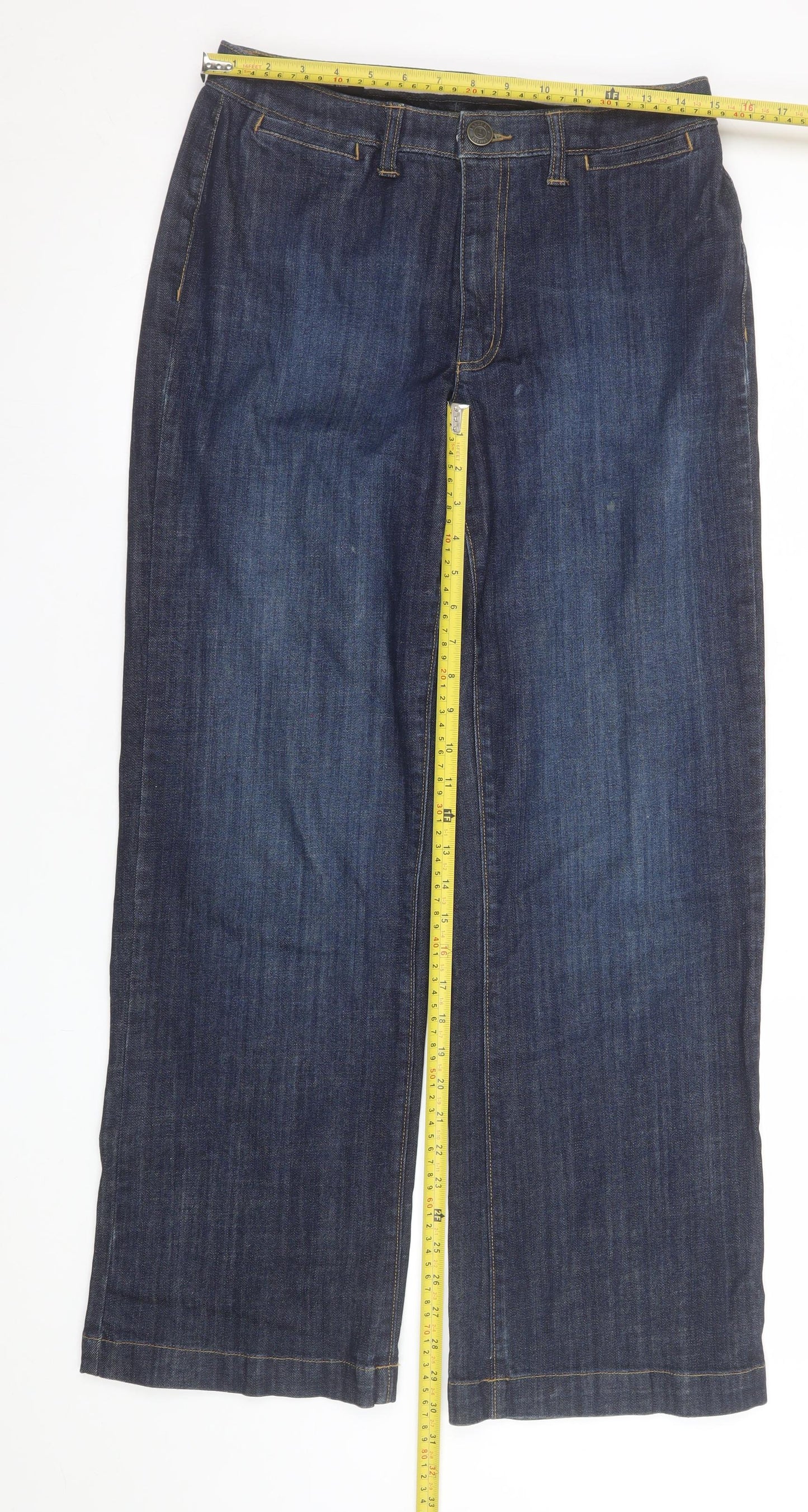 Lands' End Women Blue Size 6P Classic Wide-Leg Denim Jeans