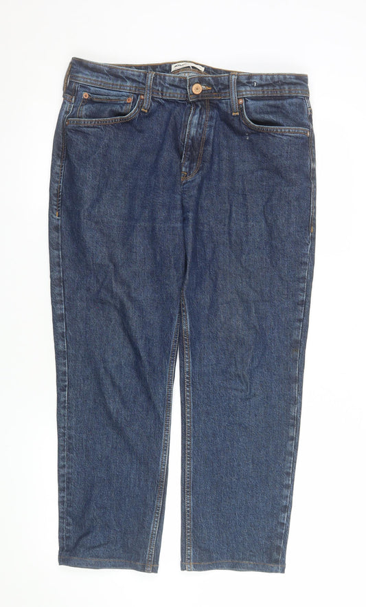 Jack & Jones Mens Blue Straight Leg Denim Jeans 32W 30L Regular Fit