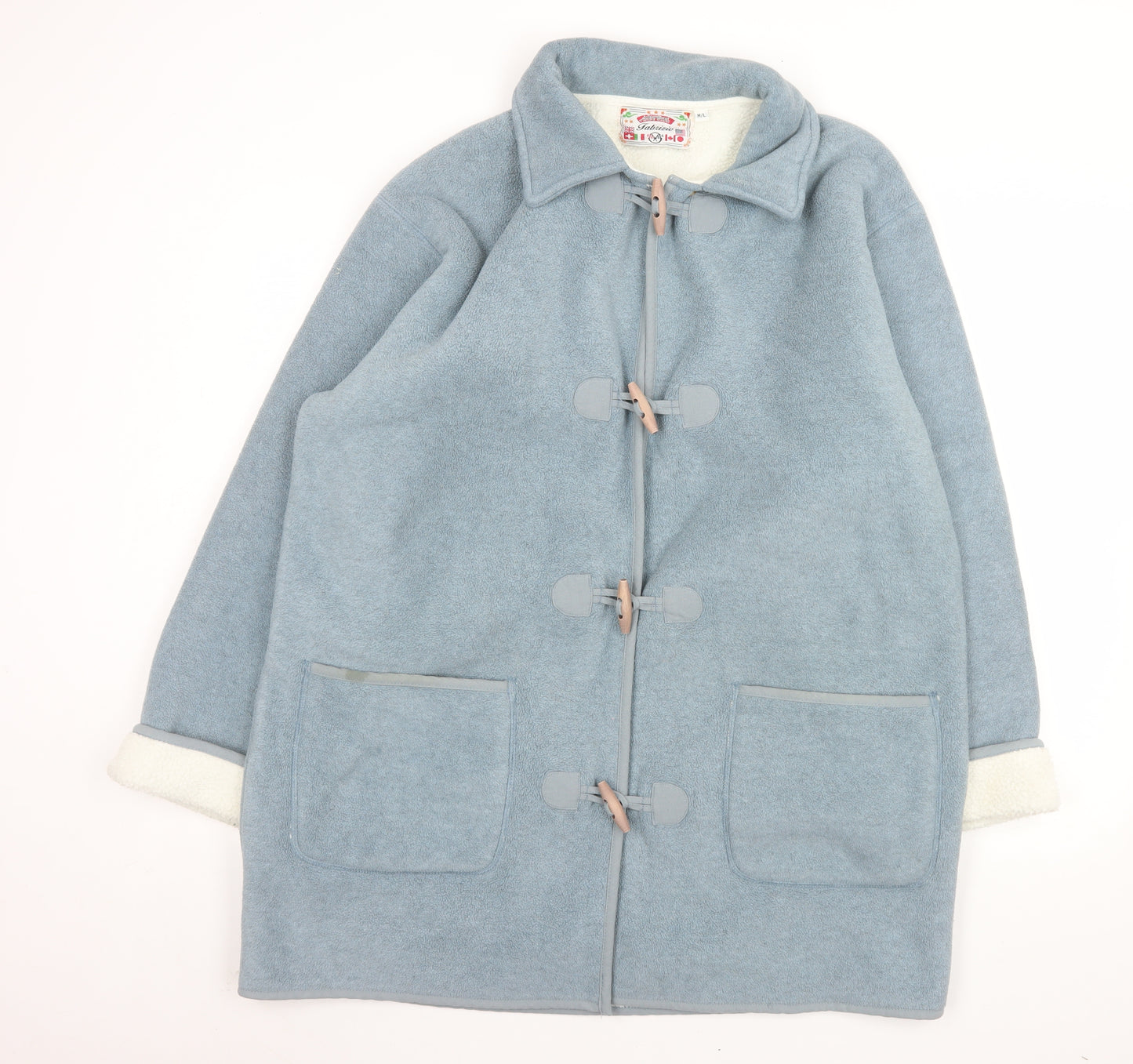 Fabrizio Women Blue Mid-Length Fleece Toggle Coat M