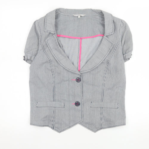 Debenhams Women Grey Pinstripe Short Sleeve Suit Top Size 14