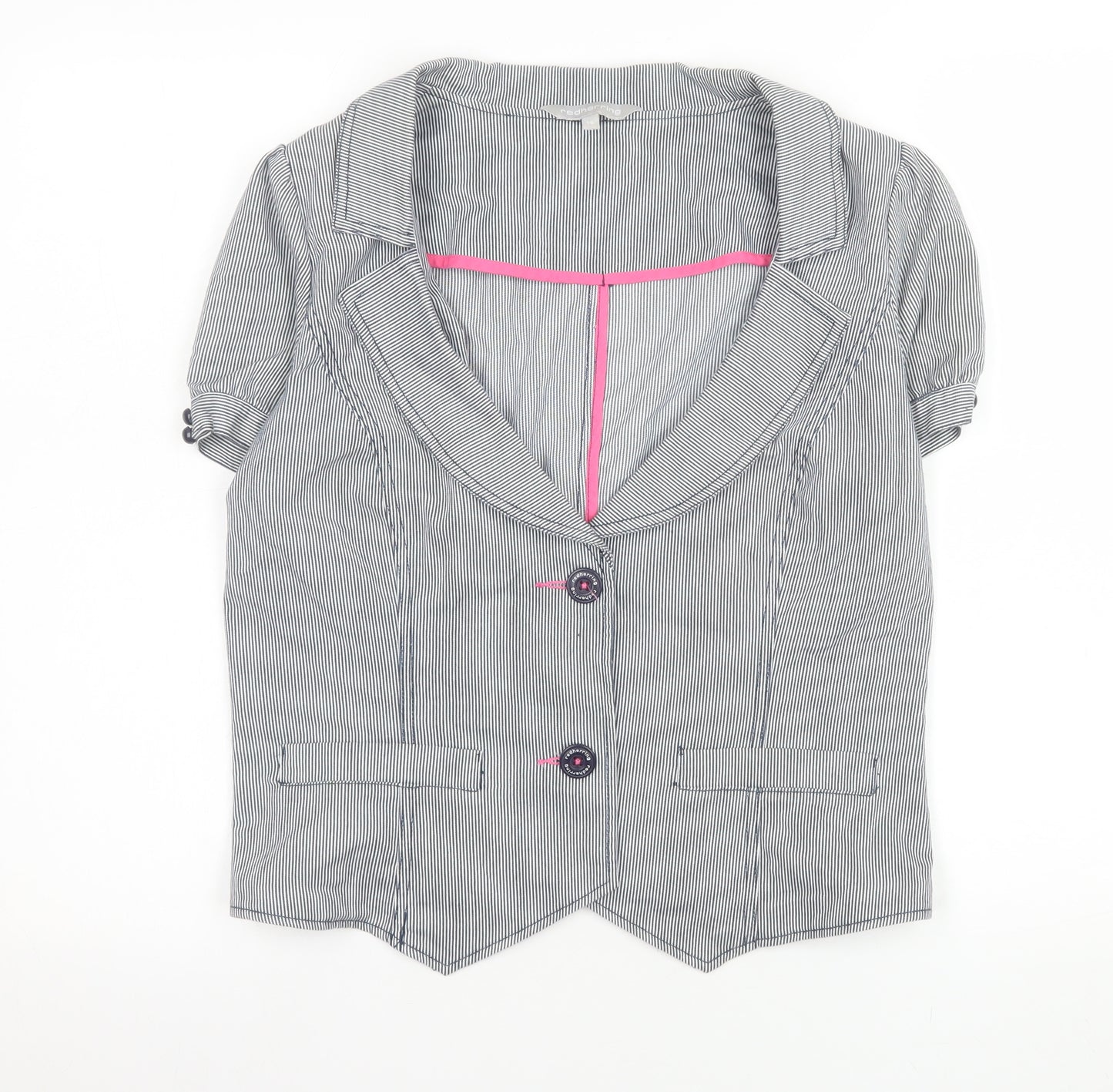 Debenhams Women Grey Pinstripe Short Sleeve Suit Top Size 14