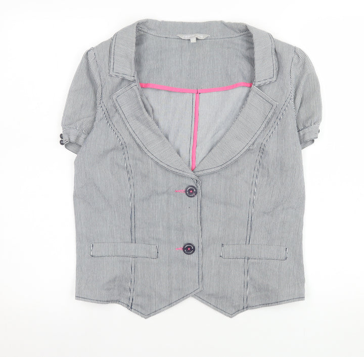 Debenhams Women Grey Pinstripe Short Sleeve Suit Top Size 14